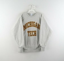 Vtg 80s Champion Reverse Weave Michigan Tech Sweatshirt Heather Gray USA Mens L - £174.05 GBP