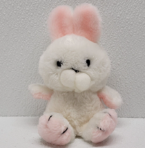 Vintage Dakin 1981 Bunny Rabbit Sitting Plush White Pink Ears Feet Easter  - £13.39 GBP
