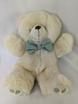 Dan Dee Tan Bear Plush 11 Inch Green Bow Paw Pads Stuffed Animal Toy - $16.95