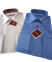 Men&#39;s Shirts 4 Seasons Solid Colour Wrists Double Rodrigo Blue Or Grey Pearl - £49.93 GBP
