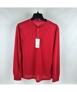 Perry Ellis Portfolio Men&#39;s Solid Henley Sleep Shirt in Dark Red-Medium - $24.68 CAD