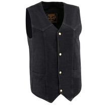 Men&#39;s Motorcycle Vest Black Classic Denim Western Vest DM1310 - $736.95 MXN+