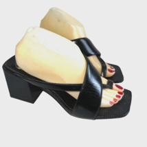 Vince Camuto Jowenda Women Black Size 9.5 M 3&quot; Block Heels Leather Sanda... - $26.13