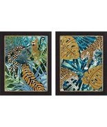 Animal Dance S/2 Framed Art Under Glass Blue Modern Contemporary - $330.65