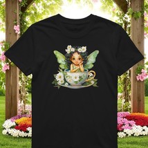 Whimsical Fairy in Daisy Teacup T-Shirt | 100% Cotton Tee L-3X Garden Gift - $357.34 MXN+