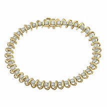 4.50CT Lab-Created Moissanite 14k Yellow Gold Plated Tennis Bracelet 7&quot; inch - £198.83 GBP