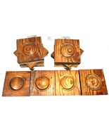 10 Vintage Wood Carved Bullseye Rosettes Blocks Trim Architectural Salvage