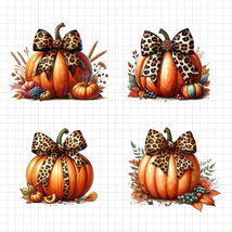 Coquette Leopard Bow Pumpkin PNG, Fall Pumpkin Clipart, Pumpkin Hallowee... - $46.70 MXN
