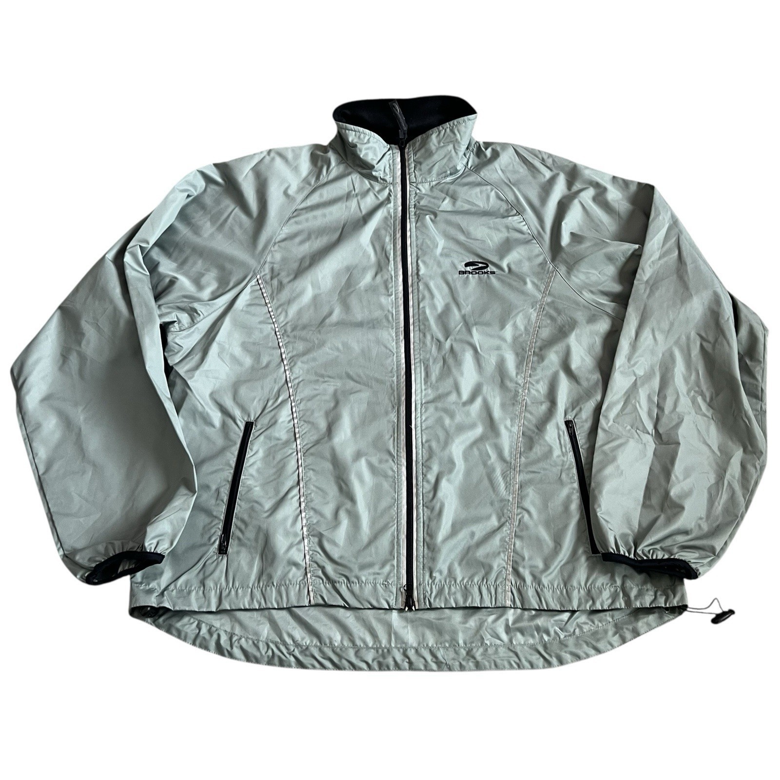Vintage Brooks Men’s Running Windbreaker Jacket Sz XL Grey Reflective Pi... - $29.65