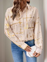 Perfee Printed Collared Neck Long Sleeve Shirt - £24.52 GBP