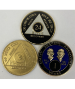 Alcoholics Anonymous 24 Hrs + 1 Year Bill W Dr Bob Recovery Coin Medalli... - £21.76 GBP