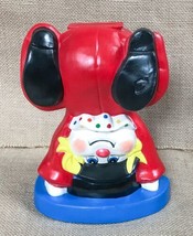 Vintage Kitsch Heavyweight Handstand Clown Coin Bank Whimsical Red Blue Black - £8.18 GBP