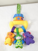 Kids II Noah&#39;s Ark Plush Rattle Crib Animals Stroller Hanging baby Toy Yellow - £15.17 GBP