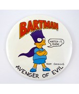 Simpsons Bartman Avenger of Evil Button Vintage 6&quot; Pin Back Watch It Dud... - $7.02 CAD