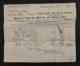1871 Antique Wm Read Son Boston Ma Import Gun Shooting Tackle Winchester Smith - £53.45 GBP