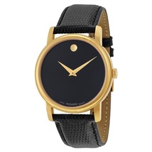 Movado Museum Black Dial Gold Black Leather Mens Watch 2100005 New - £183.28 GBP