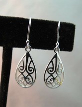 Sterling Silver Dangle Earrings Filigree Open Work 1.25&quot; Long Marked Pea... - $19.99