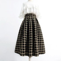 A-line Black Tweed Midi Skirt Outfit Women Custom Plus Size Woolen Party Skirt image 4