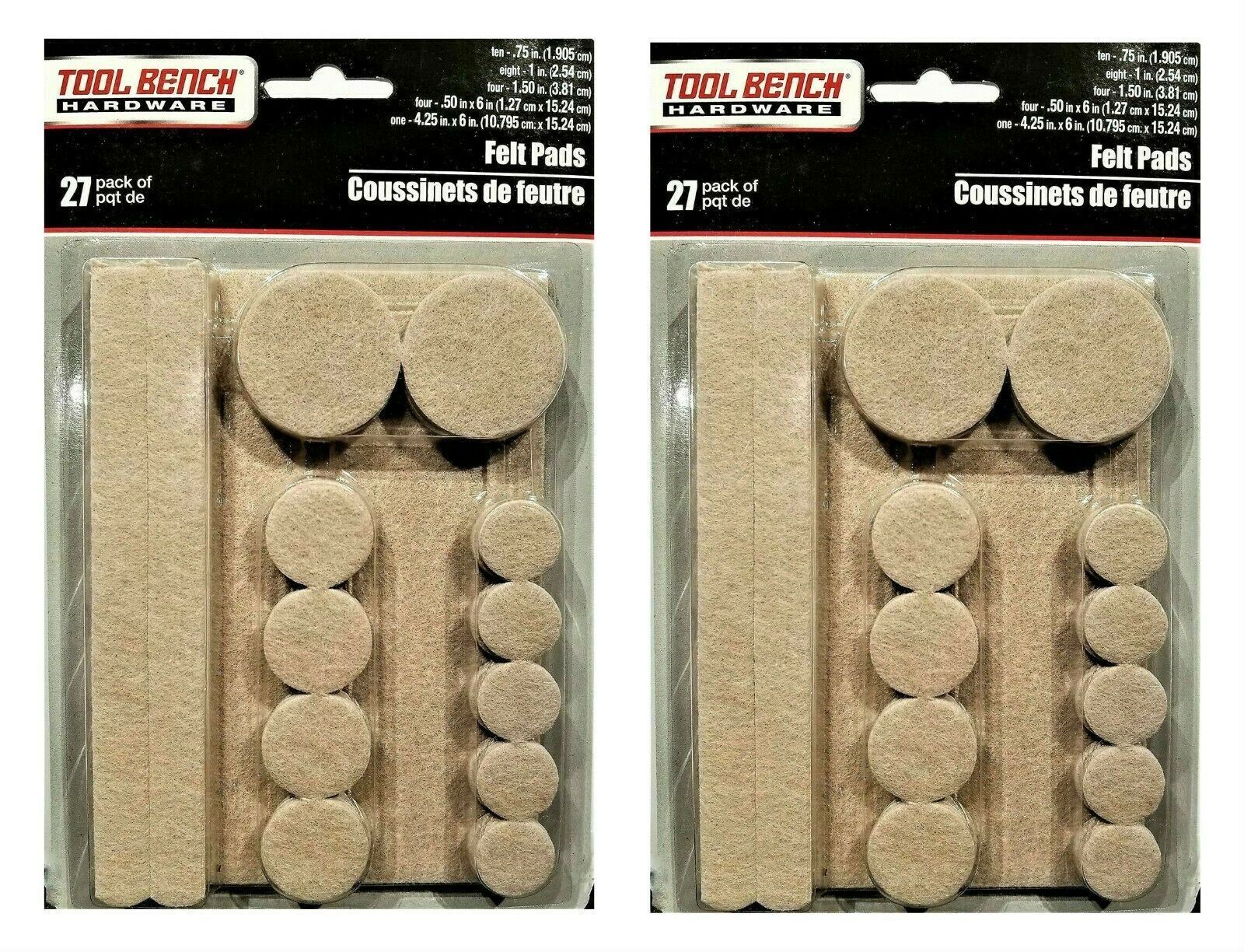 (2Pk) BRAND NEW SEALED PACKED ~ TOOL BENCH HARDWARE FELT PADS 27/pack = ... - $19.79