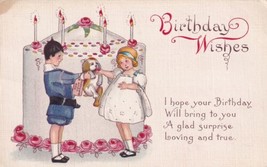 Birthday Wishes Children Puppy Cake Groton New York Postcard C61 - £2.25 GBP