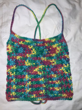 Crochet Boho Summer Handmade Halter Neck Ribbed Top XS - £15.65 GBP