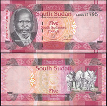 South Sudan. Banknote 5 pounds. ND (2011). Unc. Paper. Cat# P.6a - $9.61