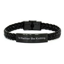 Nice Knitting, I&#39;d Rather Be Knitting, Holiday Braided Leather Bracelet for Knit - £17.19 GBP