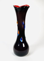 18 Inch Mouth-blown black Murano style vase in overlay technique - £127.08 GBP