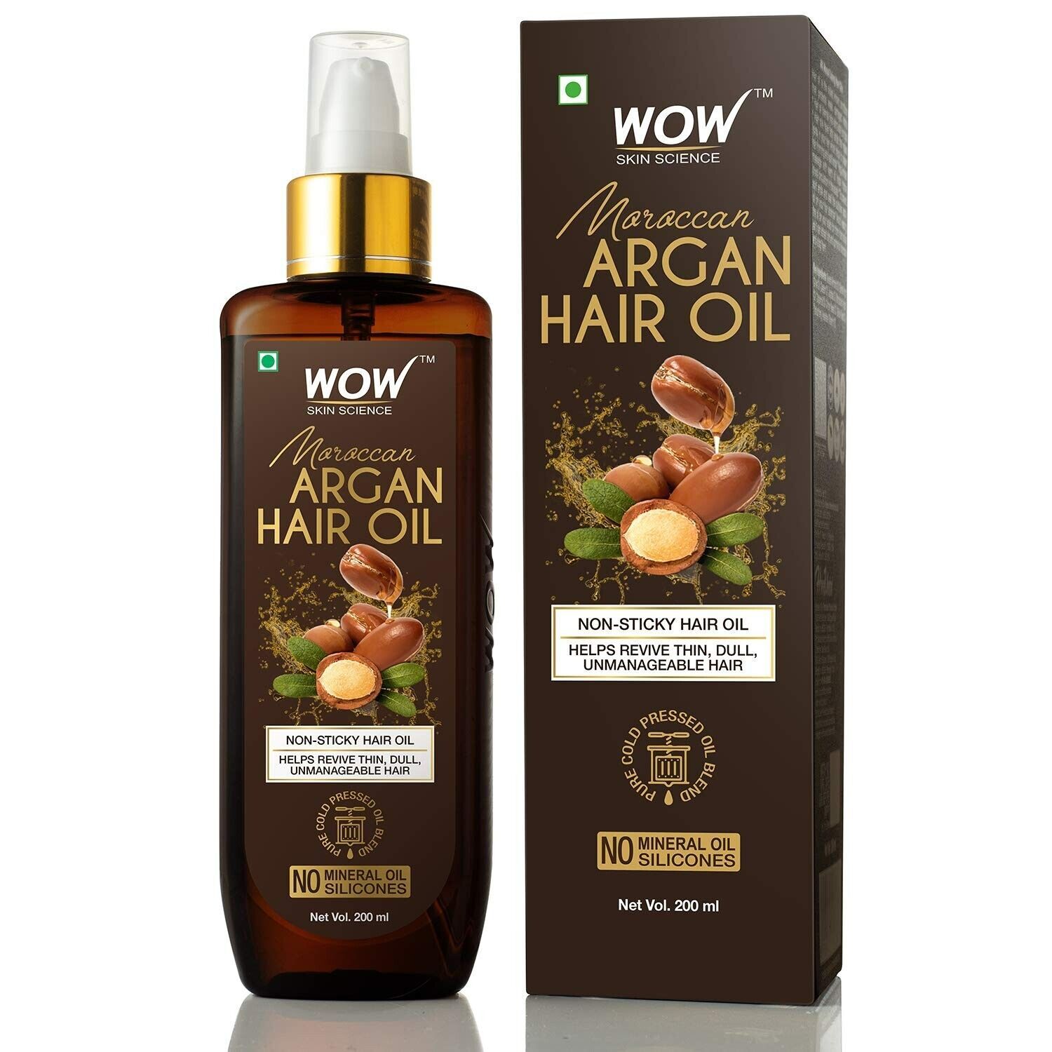 WOW Skin Science Moroccan Argan Hair Growth Oil Non Sticky Stronger Shiny 200ML - $20.89