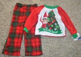 Boys Pajamas Christmas Elf on Shelf Red Fleece 2 Pc Shirt &amp; Pants Set-si... - $14.85