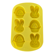 Wilton Silicone Baking Mold Bunny and Basket Holds 6 Silicone Yellow Baking - £7.98 GBP