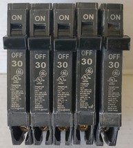 Lot of 5 GE Q-Line THQP 30-Amp 1-Pole Standard Trip Circuit Breaker - NEW - £20.22 GBP