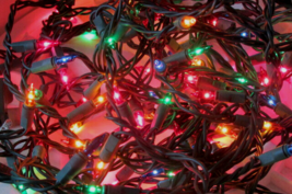 multicolor MINI CHRISTMAS LIGHTS over 100 bulbs, approx 30&#39; long (outsd ) - £11.87 GBP