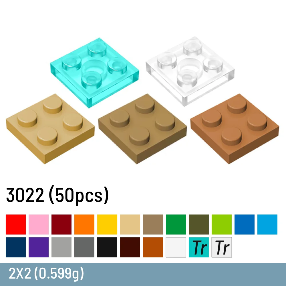 50 Pcs / Lot DIY Building Blocks Size Compatible With 3022 Brick Plastic Thin - £13.52 GBP+