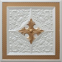 Dundee Deco Modern Floral Pearl White Gold Glue Up or Lay in, PVC 3D Decorative  - £15.40 GBP