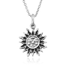 Sunny Days Sterling Silver Cosmic Sun Oxidized Celestial Pendant Necklace - £13.71 GBP