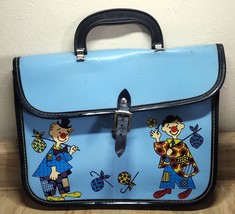Vintage School Handbag  Bookbag Carrying Case W/ Handle Clowns Décor Please Read - £18.13 GBP