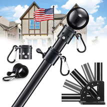 Black Flag Poles for outside House,6Ft Tangle Free Spinning Flag Pole fo... - £20.31 GBP