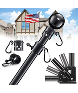 Black Flag Poles for outside House,6Ft Tangle Free Spinning Flag Pole fo... - £19.89 GBP