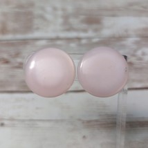 Vintage Clip On Earrings Frosted Pink Circle 1 &amp; 1/8&quot; - £9.39 GBP