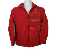 VANS Zip Up Hoodie Size M Womens Red Embroidered - £16.55 GBP
