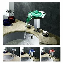 LED Waterfall Colors Changing Bathroom Basin Mixer Sink Faucets (HDD738) - £315.39 GBP