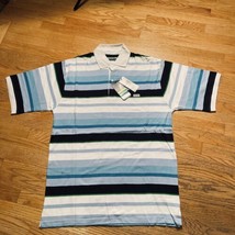 Vintage - Enyce - Blue, Black &amp; White Short Sleeve Polo Shirt - Size L - $14.85