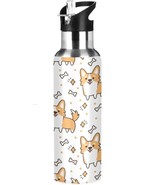 Cute Welsh Corgi Stainless Steel Water Bottle with Straw BPA Free Reusab... - £42.37 GBP