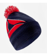 Reebok Logo Intarsia Pom Pom Beanie NWT Color Navy with Red Trim - £6.67 GBP