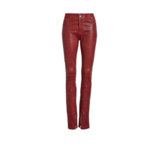 NWT Paige Constance in Rumba Red High-Rise Skinny Split Hem Leather Pants 25 - £140.80 GBP