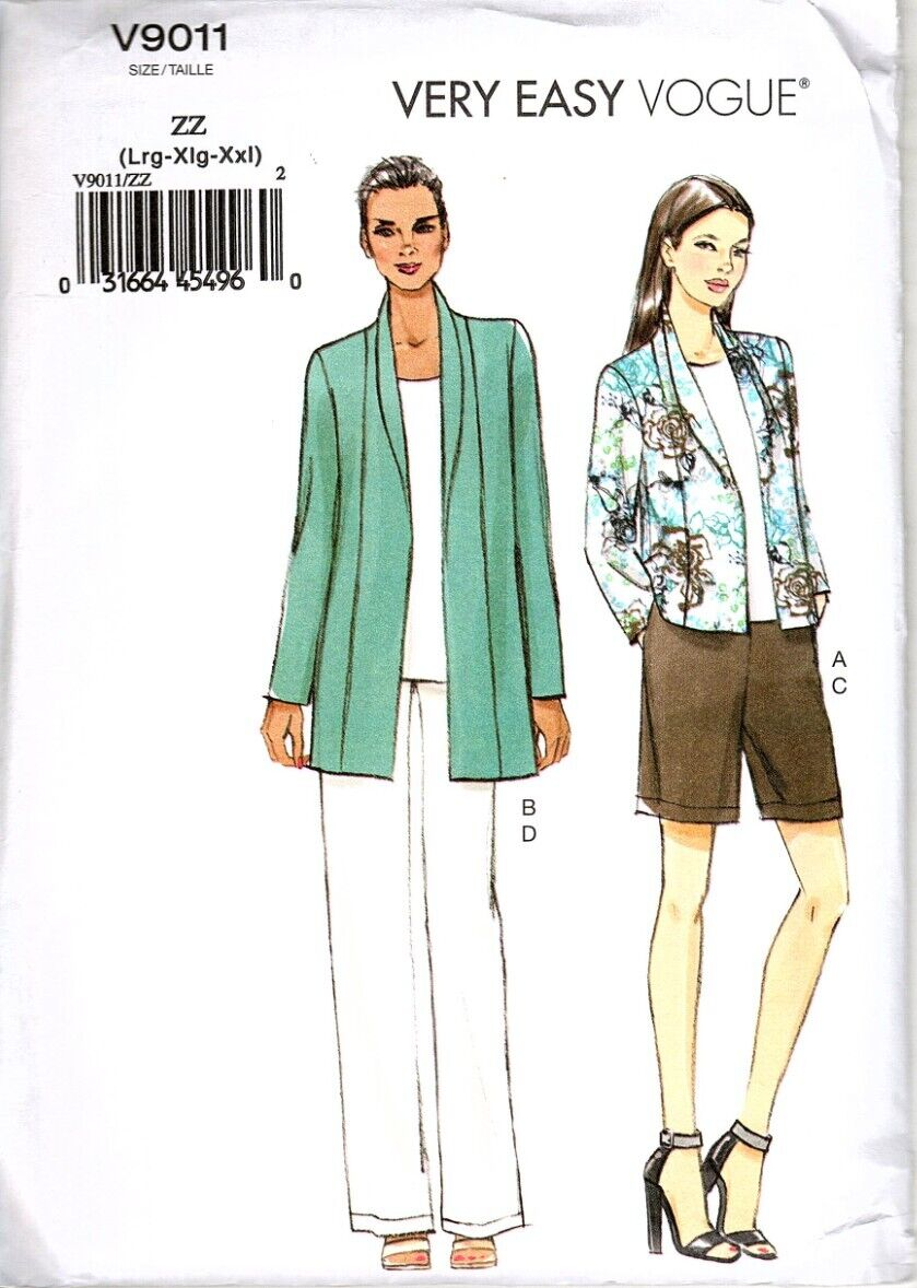 Vogue V9011 Misses Jacket Pants and Shorts Size L to XXL Uncut Sewing Pattern - £12.59 GBP