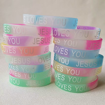 20PCS Lots Silicone Bracelets Devout Christian Church Prayer Rubber Band Night G - £19.75 GBP