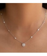 2Ct Round Cut Lab Created Diamond Women&#39;s Necklace 14K White Gold Plated... - $217.23 CAD