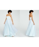 new BETSEY JOHNSON light teal blue STRAPLESS GLITTER TULLE GOWN sz 6 pro... - $89.00